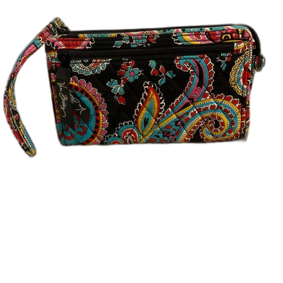 Vera Bradley Colorful Wallet Wristlet Top Zip w/ Wrist Strap 6 Credit Card Slots - Picture 2 of 12